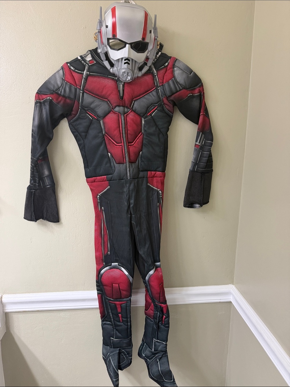 Marvel Ant-Man Kids Red and Black Muscle Jumpsuit with Helmet Mask